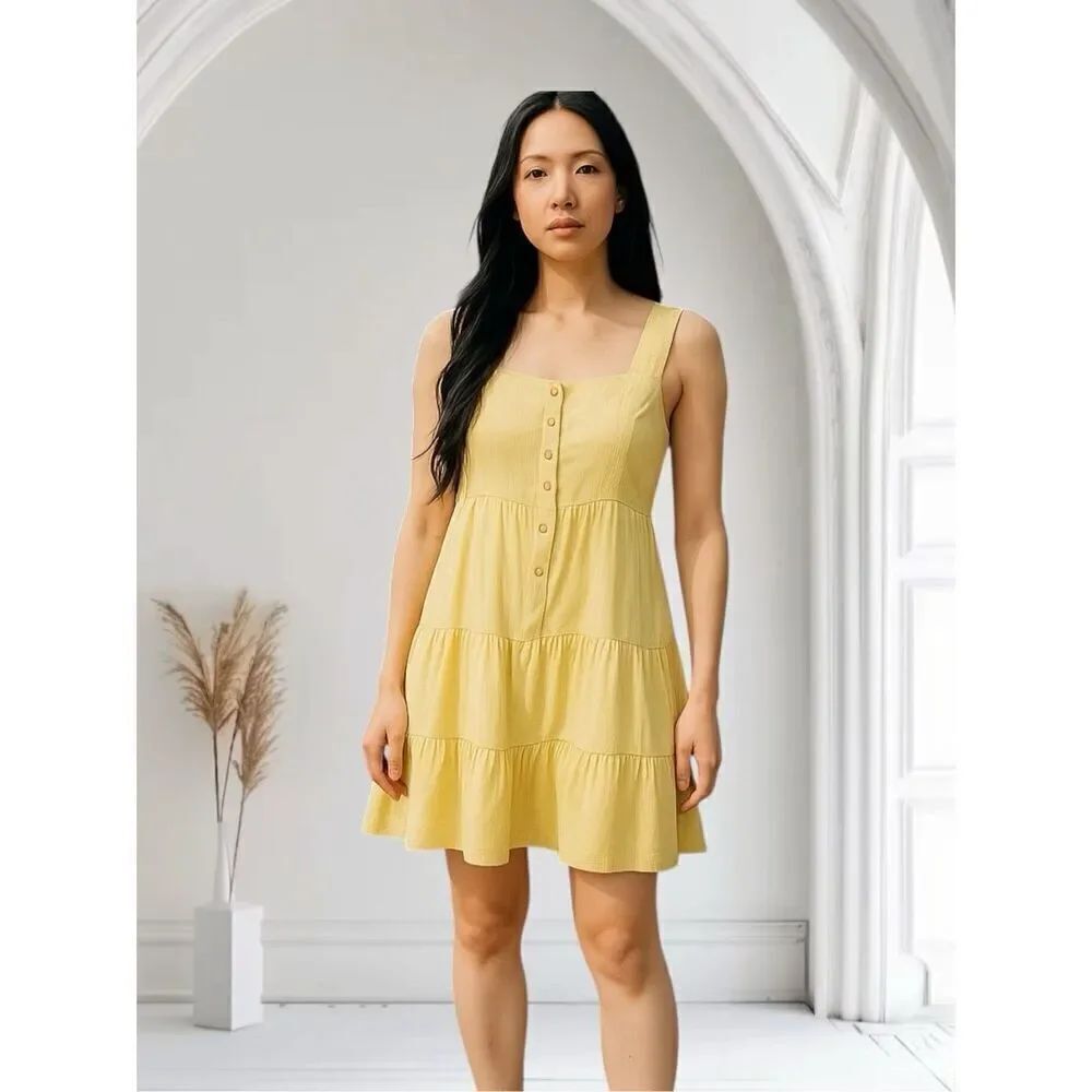 Lily Rose Women's Size Medium Pale Yellow Sleeveless Summer Mini Dress Fit Flare